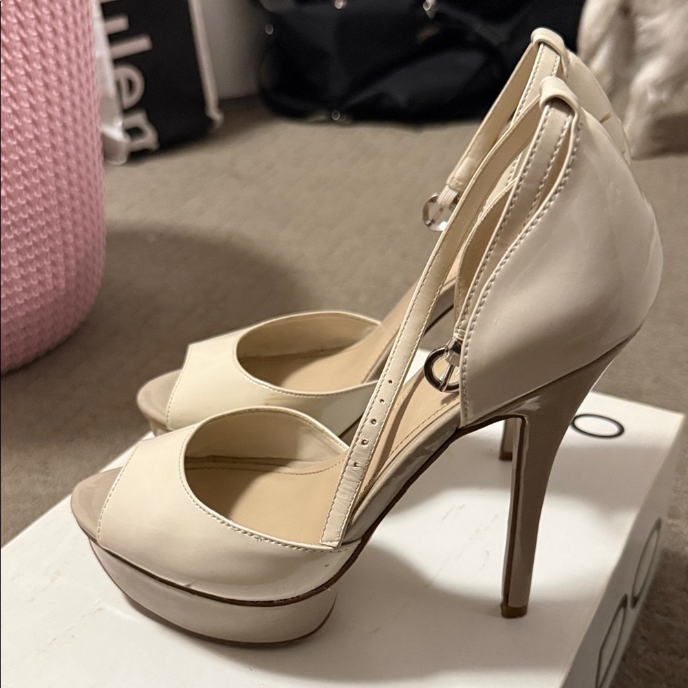 Aldo Cream Peep-Toe Heels